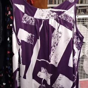 Purple and White Women's Top